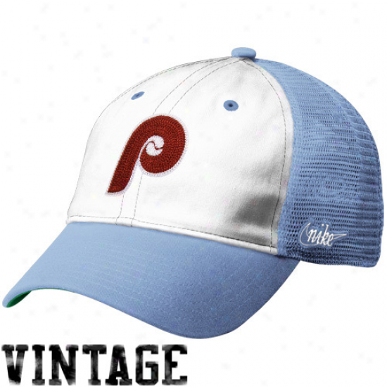 Nike Philadelphia Phillies Heritage 86 Vintage Relaxed Adjustable Trucker Hat - Light Blue-white