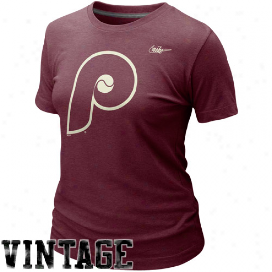 Nike Philadelphia Phillies Ladies Blended Graphic T5i-blend T-shirt - Maroon