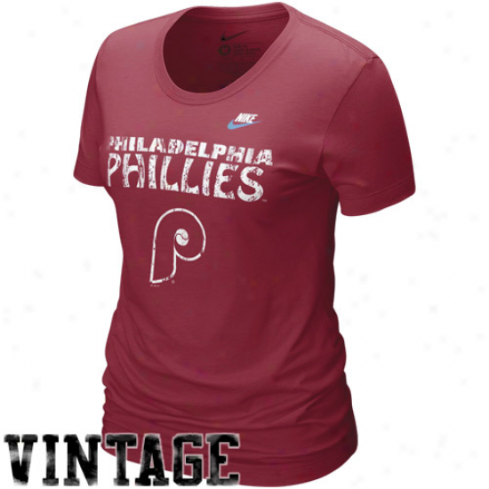 Nike Philadelphia Phillies Ladies Dugout Logo Vintage Tri-blend T-shirt - Red