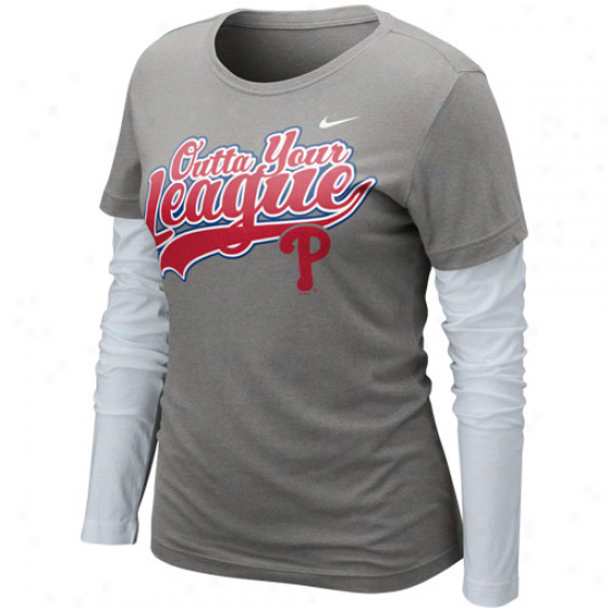 Nike Philadelphia Phillies Ladies League Double Layer Long Sleeve T-shirt - Charcoal-white