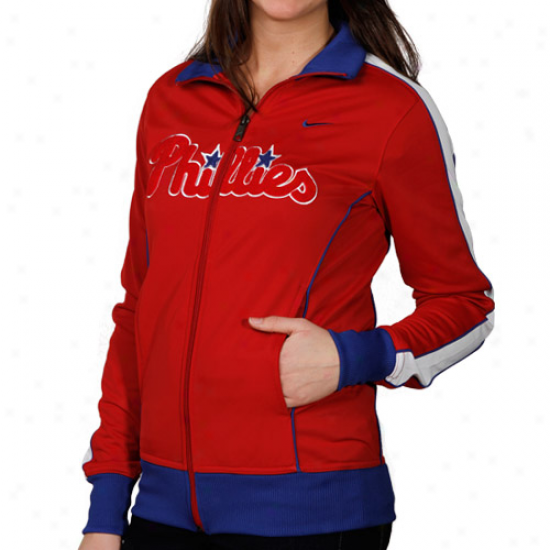 Nike Philadelphia Phillies Ladies Red 3-2 Count Filled Zip Track Jacket