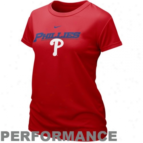 Nike Philadelphia Phillies Ladies Red Dr-ifit Graphic Performance T-shirt