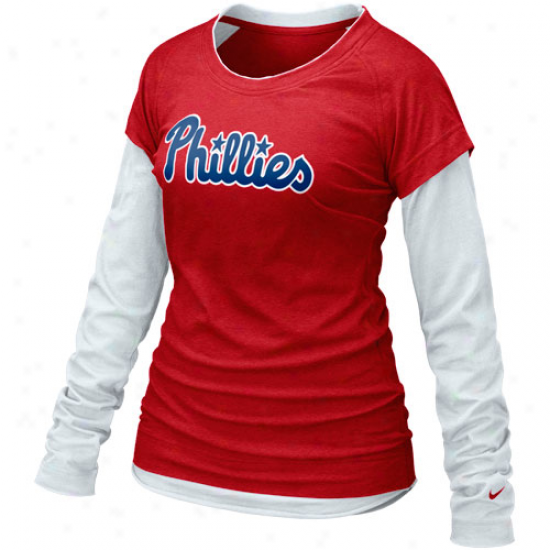 Nike Philadelphia Phillies Ladies Red Who's My Team Double-layered Long Sleeve T-shirt