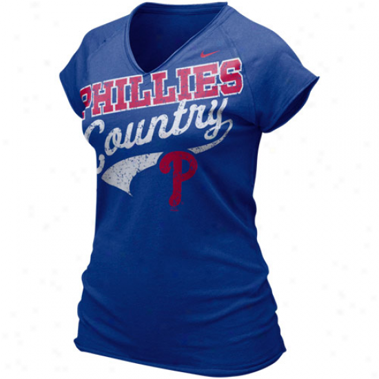 Nike Philadelphia Phillies Ladies Royal Dismal 2011 Bases Loaded V-neck T-shirt