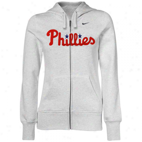 Nike Philadelphia Phillies Ladies Pale Heather Into Seams Full Zip Hoody Sweatshirt