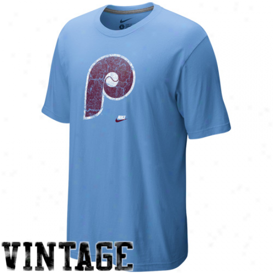 Nike Philadelphia Phillies Light Blue Dugout Logo Vintage Tri-blend T-shirt