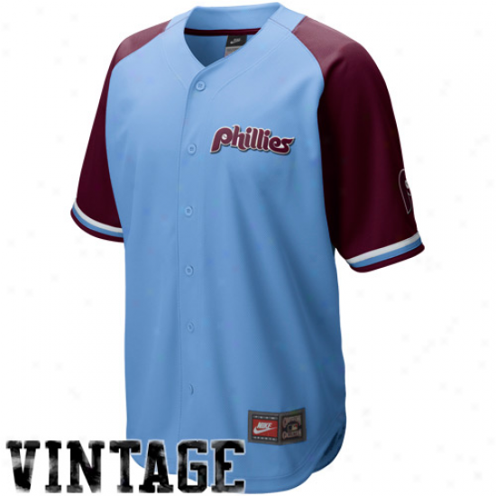Nike Philadelphia Phillies Light Blue-maroon Cooperstown Quick Pick Vintage Baeball Jersey