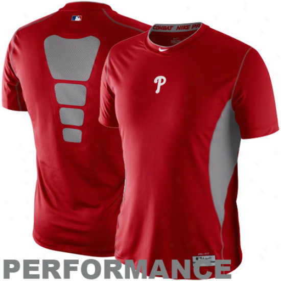 Nike Phhiladelphia Phillies Red Combat Hypercool Performance Top