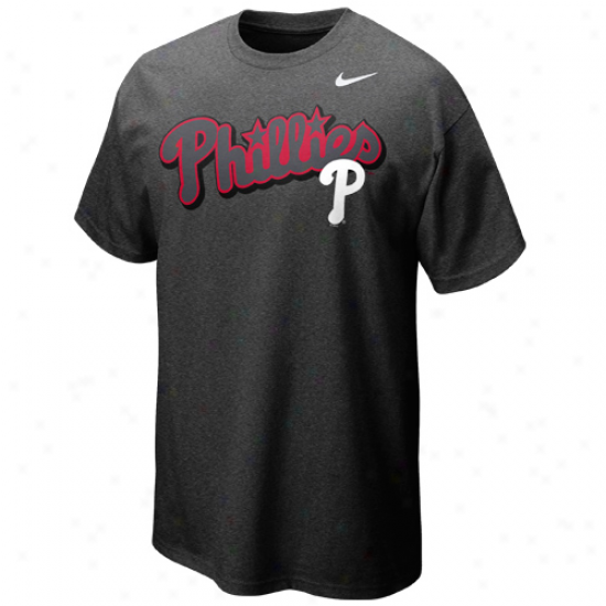 Nike Philadelphia Phillies Seasonal Felt Heathered T-shirt -black