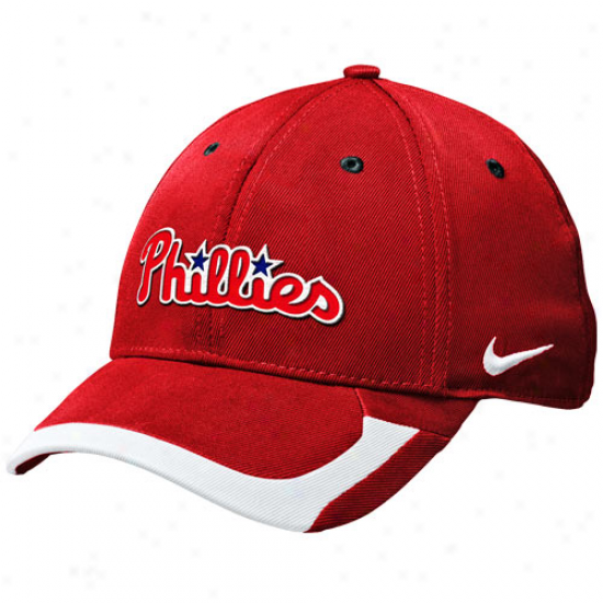 Nike Philadelpuia Phillies Tactile Ii Legacy 91 Swoosh Flex Interval Hat - Red