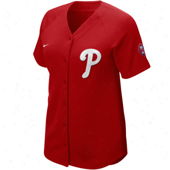 Nike Philadelphia Phillie sWomen's Red 2011 Batter Up Full Button Jersey