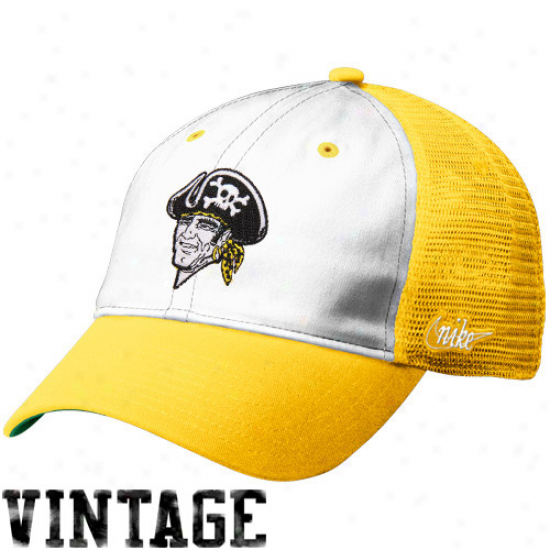 Nike Pittsburgh Pirates Heritage 86 Vintage Relaxed Adjustable Trucker Hat - Gold-white