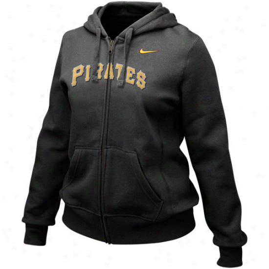 Nike Pittsburgh Pirates Ladies Black Into Seams Full Zip Hoody Sweatshirt