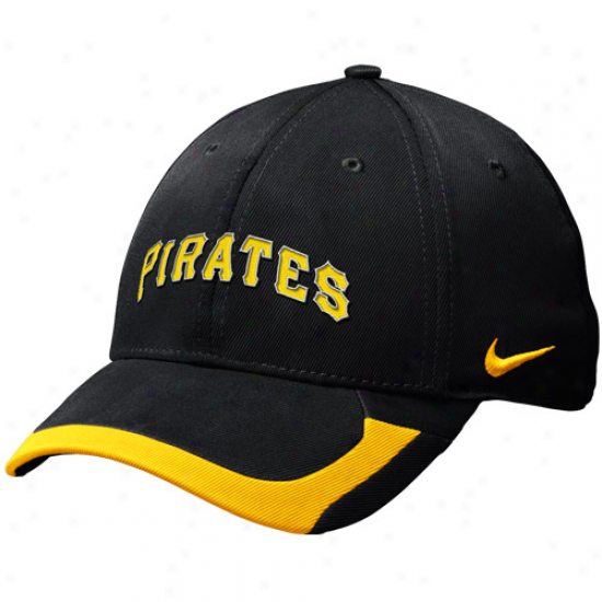 Nike Pittsburgh Pirates Tactile Ii Legacy 91 Swoosh Flex Fit Hat - Black