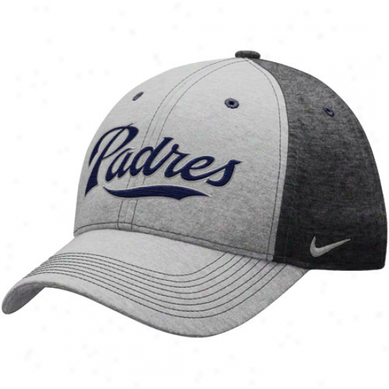 Nike San Diego Padres Ash-charcoal Mlb Legacy 91 Swoosh Flex Fit Hat