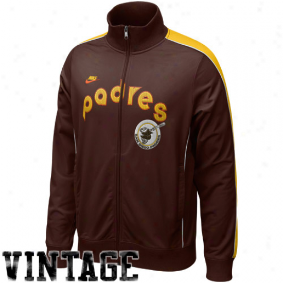 Nike San Diego Padres Brown Play At Third Cooperstown Full Zip Track Jacket