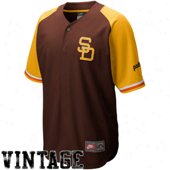 Nike San Diego Padres Cooperstown Quick Pick Vintage Baseball Jersey - Brown-gold