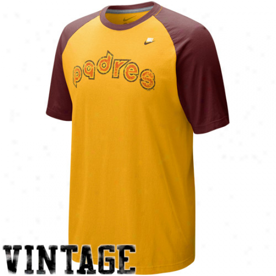 Nike San Diego Padres Gold-brown Cooperstown Dugout Raglan Premium Tri-blend T-shirt