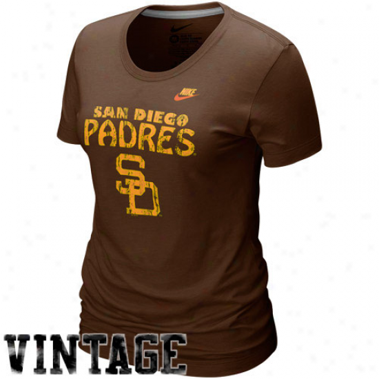 Nike San Diego Padres Ladues Brown Dugout Logo Vinttage Tri-blend T-shirt