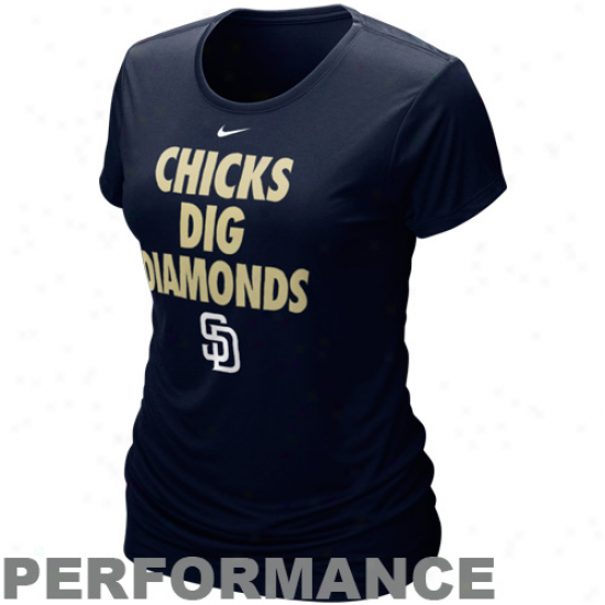 Nike San Diego Padres Ladies Chicks Dig Diamonds Composition T-shirt - Navy Blue-