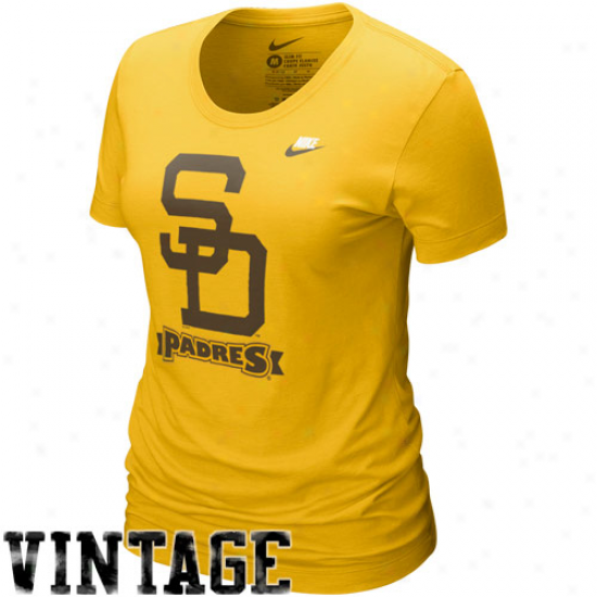 Nike San Dlego Padres Ladies Gold Cooperstown On Deck T-shirt