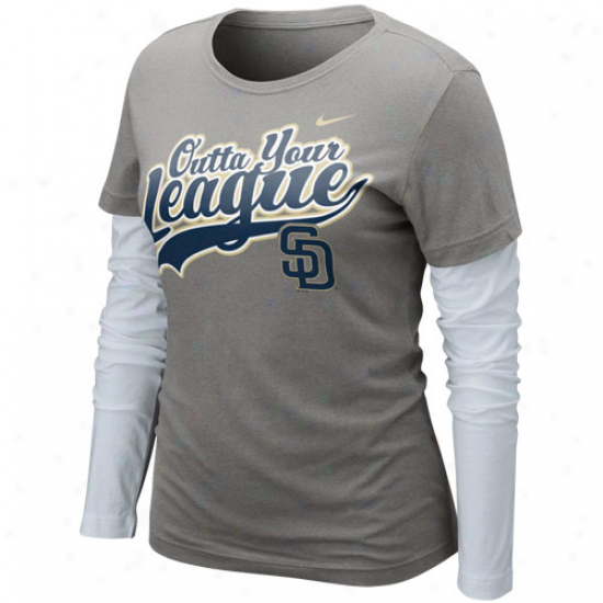 Nike San Diego Padres Ladies League Double Layer Long Sleeve T-shirt - Charcoal-white