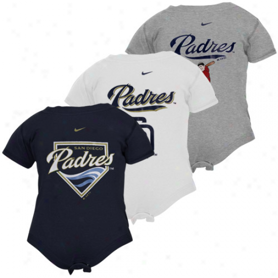 Nike San Diego Padres Newborn Nacy Blue, White & Ash 3-pack Creeper Set