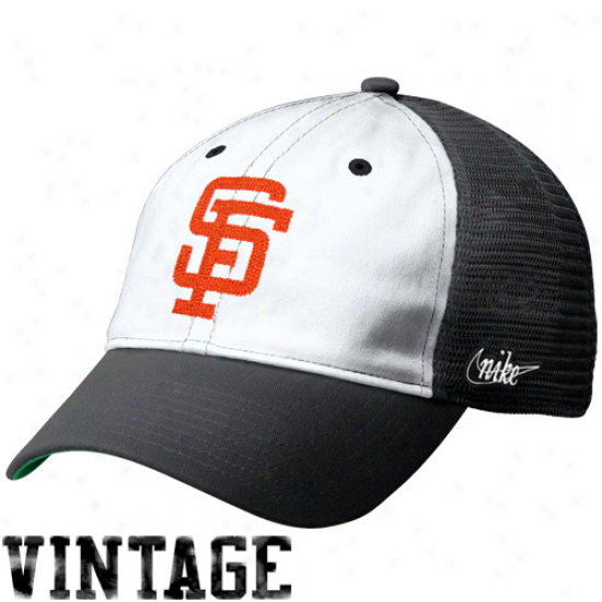 Nike San Francisco Giants Heritage 86 Vintage Relaxed Adjustable Trucker Hat - Black-white