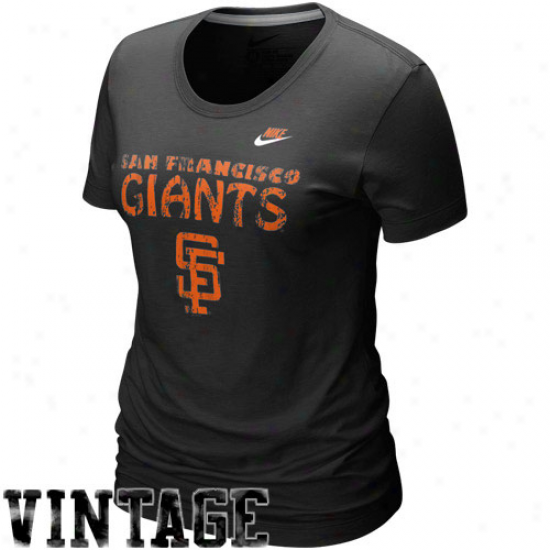 Nike San Francisco Giants Ladies Black Dugout Logo Vintage Tri-blend T-shirt