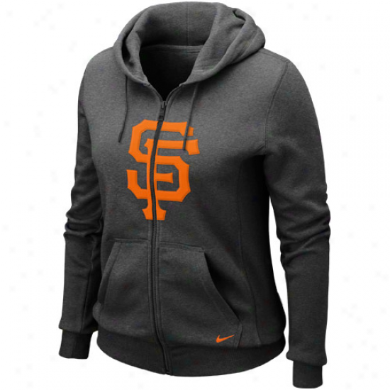 Nike San Francisco Giants Ladies Charcoal Seasonal Shine Full Zip Hoodie Sweatshirt