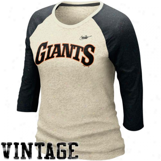 Nike San Francisco Giants Ladies Cooperstown Blended Graphic Tri-blend T-shirt - Black