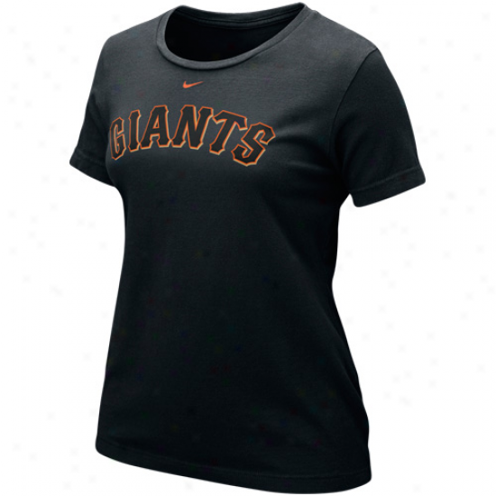 Nike San Francisco Giants Ladies Wordmark Crew T-shirt - Black