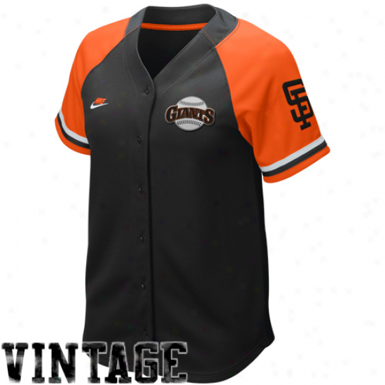 Nike San Francisco Giants Womens Black-orange Cooperstown Quick Pick Vijtage Baseball Jersey