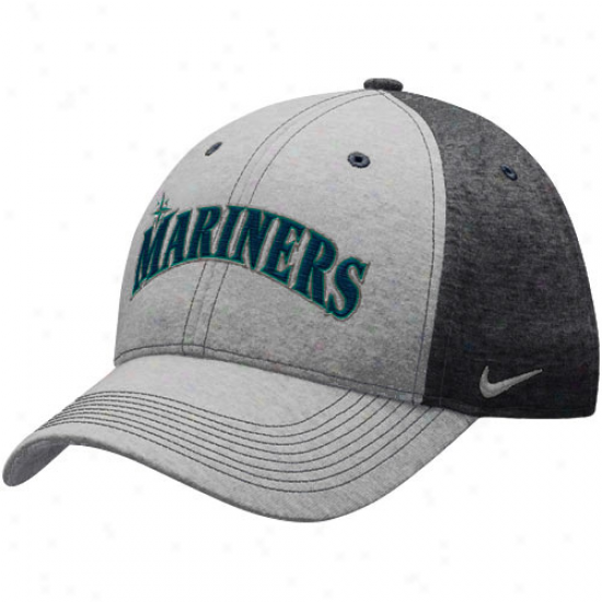 Nike Srattle Mariners Ash-charcoal Mlb Legacy 91 Swoosh Flex Fit Hat