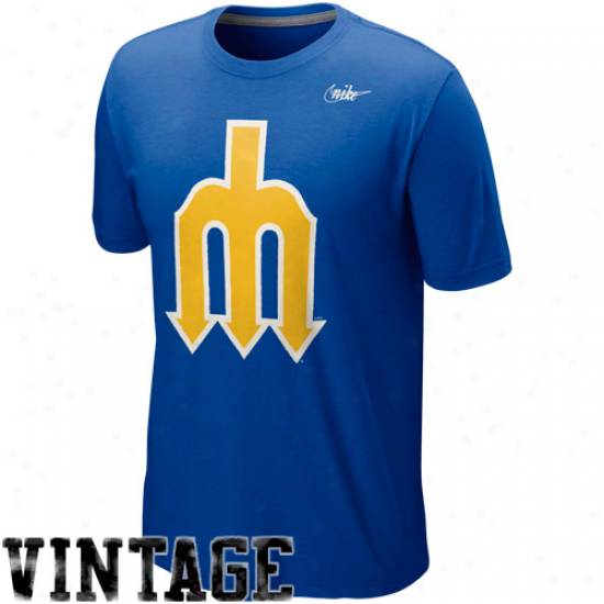 Nike Seattle Mariners Cooperstown Blended Logo T-shirt - Royal Blue