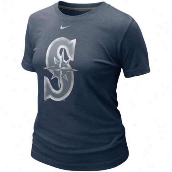 Nike Seattle Mariners Ladies Blended Graphic Tri-blend T-shirt - Navy Blue