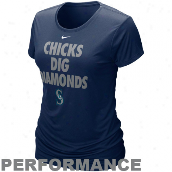Nike Seattle Mariners Ladies Chicks Dig Diamonds Navy Blue Performqnce T-shirt