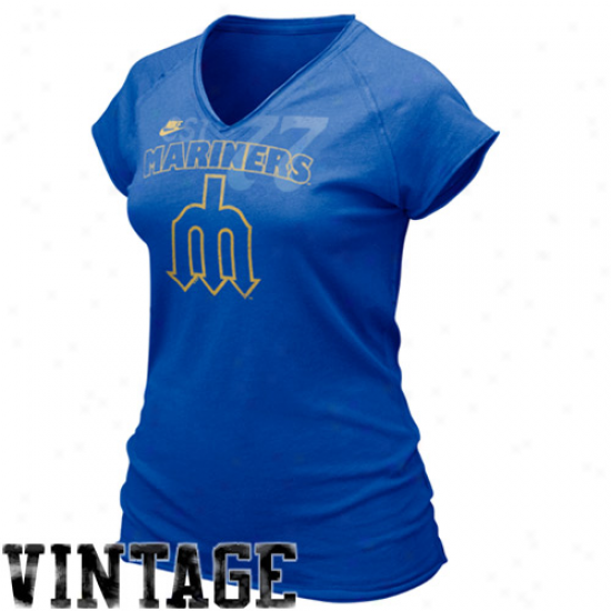 Nike Seattle Mariners Ladies Royal Azure Cooperstown Bases Loaded V-neck T-short