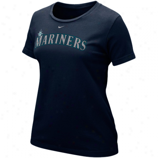 Nike Seattle Mariners Ladies Woordmark T-shirt - Navy Blue