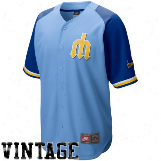 Nike Seattle Mariners Light Blue-royal Dismal Coope5stown Quick Pick Vintage Baseball Jersey