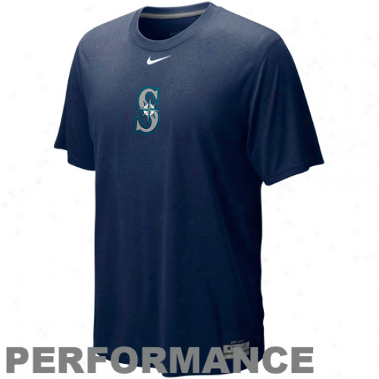 Nike Seattle Mariners Navy Blue Dri-fit Logo Legend Performance T-shirt