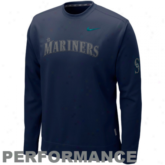 Nike Seattle Mariners Navy Blue Ko Performance Crew Sweatshirt