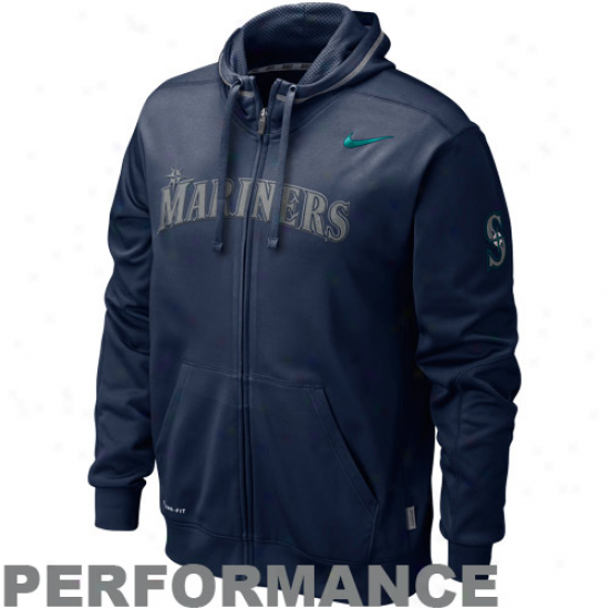 Nike Seattle Mariners Navy Blue Ko Performance Full Zip Hoodie Sweatshirt