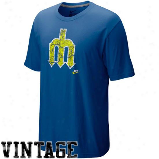 Nike Seattle Mariners Royal Blue Dugout Logo Vintage Tri-blend T-shirt