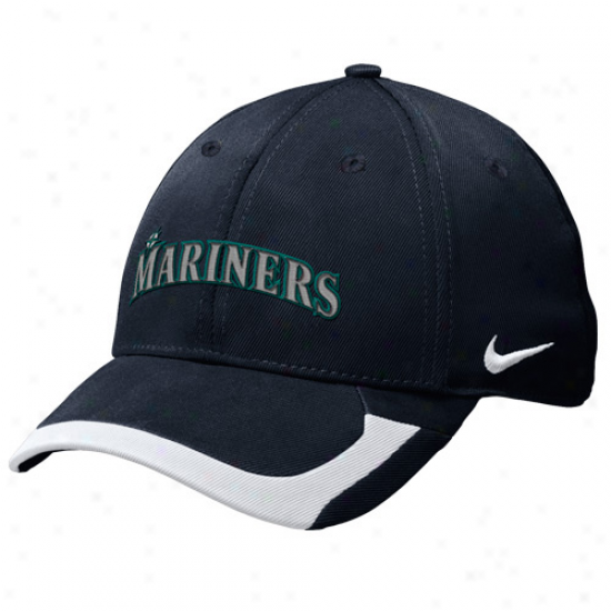 Nike Seattle Mariners Tactile Ii Legacy 91 Swoosh Flex Fit Hat - Navy Blue