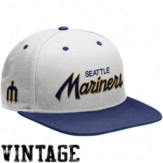 Nike Seattle Mariners White-navy Blue Cooperstown Snapback Adjustable Hat