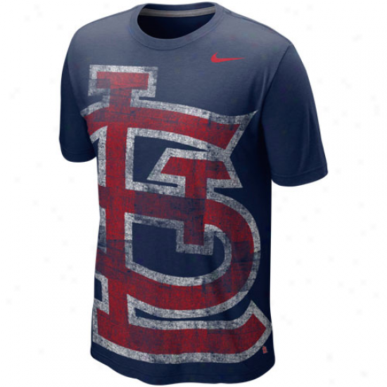 Nike St. Louis Cardinals Blended Big Logo Tri-blend T-shirt - Navy Blue