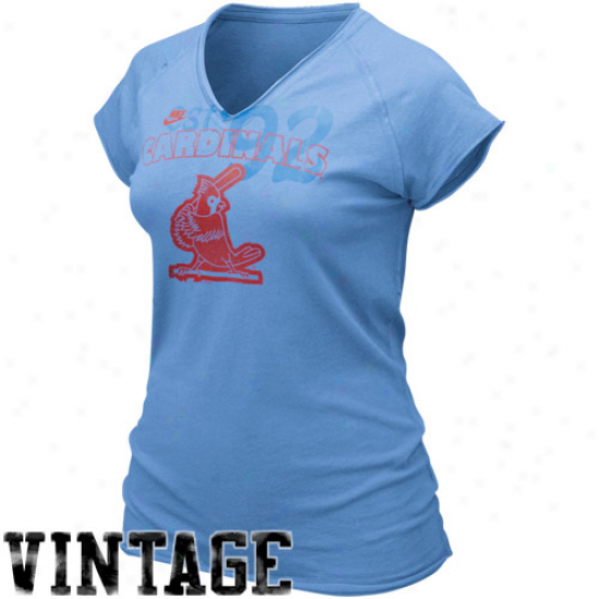 Nike St. Louis Cardinals Ladies Light Azure Cooperstown Bases Loaded V-neck T-shirt