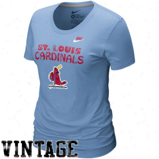 Nike St. Louis Cardinals Lzdies Light Blue Dugout Logo Vintage Tri-blend T-shirt