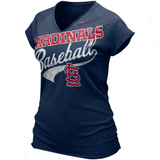 Nike St. Louis Cardinals Ladies Navy Blue 2011 Bases Loaded V-neck T-shirt